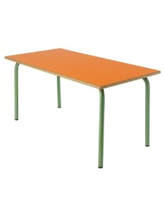 Mesa rectangular 120x60 cm. Naranja / Patas Verdes - 46...