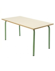 Mesa rectangular 120x60 cm. Blanco Roto / Patas Verdes -...