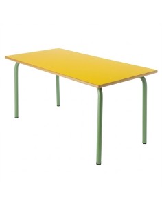 Mesa rectangular 120x60 cm. Amarillo / Patas Verdes - 60...