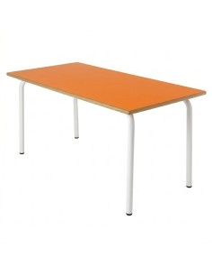 Mesa rectangular 120x60 cm. Naranja / Patas Blancas - 60...