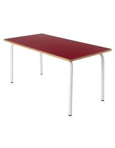 Mesa rectangular 120x60 cm. Rojo / Patas Blancas - 60 cm....