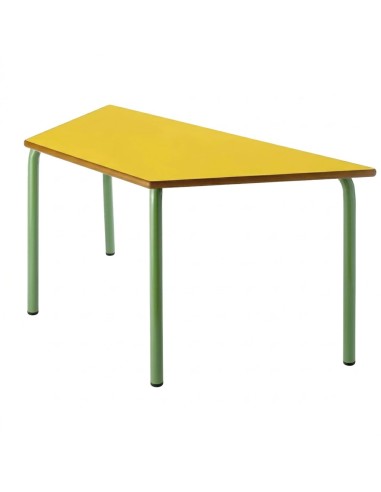 Mesa trapezoidal 120x60x60 cm. Amarillo / Patas...