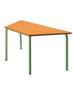 Mesa trapezoidal 120x60x60 cm. Naranja / Patas Verdes -...