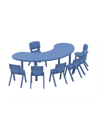 Mesa en U polipropileno Azul - 46 cm. de alto