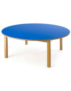 Mesa redonda madera 120 cm. de ø. Azul - 40 cm. alto