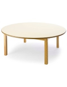 Mesa redonda madera 120 cm. de ø. Blanco Roto - 40 cm. alto