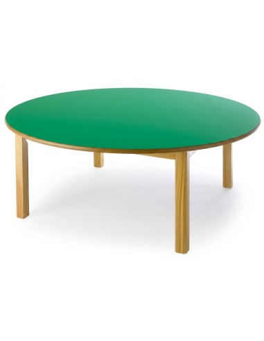 Mesa redonda madera 120 cm. de ø. Verde...