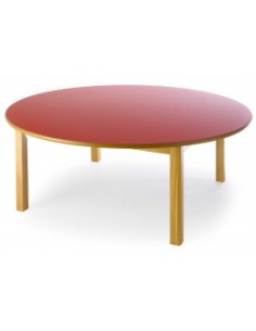 Mesa redonda madera 120 cm. de ø. Rojo - 46 cm. alto