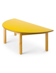 Mesa semicircular madera Amarillo - 40 cm. de alto