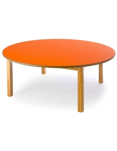 Mesa redonda madera 120 cm. de ø. Naranja - 46...