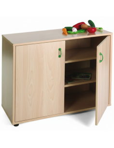 Armario bajo: 2 puertas + 3 huecos - Haya