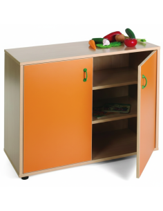 Armario bajo: 2 puertas + 3 huecos - Naranja