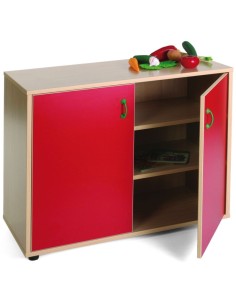 Armario bajo: 2 puertas + 3 huecos - Rojo