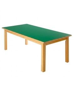 Mesa rectangular madera Verde Preescolar - 46 cm. de alto