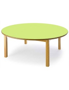 Mesa redonda madera 120 cm. de ø. Verde Pistacho - 40 cm....