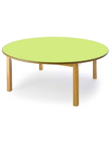 Mesa redonda madera 120 cm. de ø. Verde...