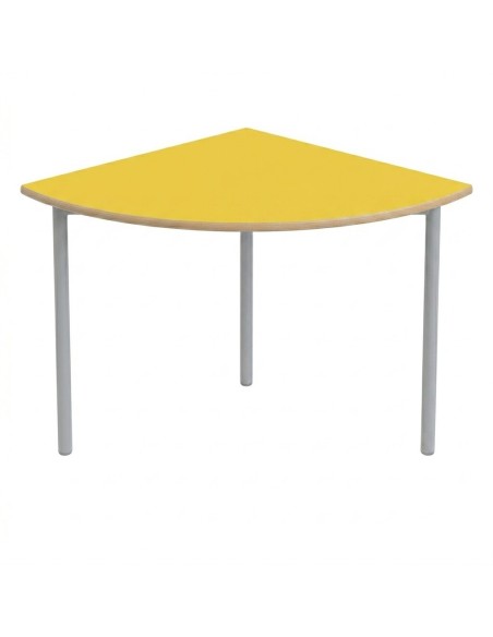 Mesa E145 1/4 de circulo Amarillo / Patas Gris - 65 cm. de alto