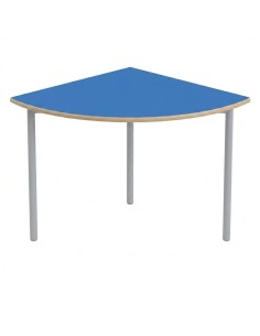 Mesa E145 1/4 de circulo Azul / Patas Gris - 65 cm. de alto