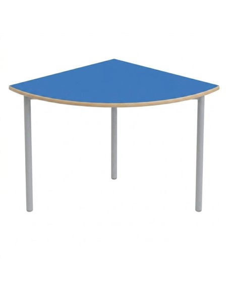 Mesa E145 1/4 de circulo Azul / Patas Gris - 70 cm. de alto