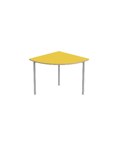 Mesa E145 1/4 de circulo Amarillo / Patas Gris - 75 cm. de alto