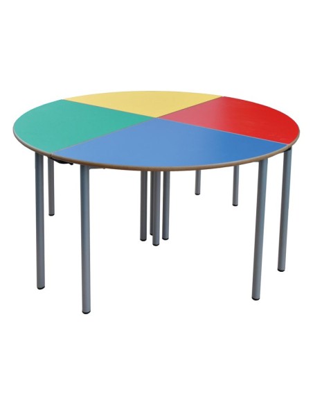 Mesa E145 1/4 de circulo Rojo / Patas Gris - 75 cm. de alto