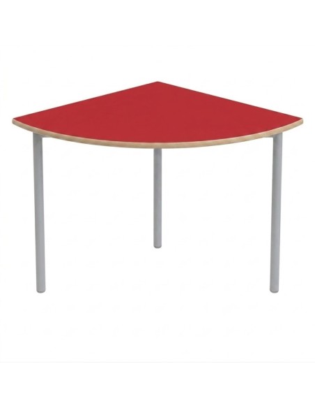 Mesa E145 1/4 de circulo Rojo / Patas Gris - 60 cm. de alto