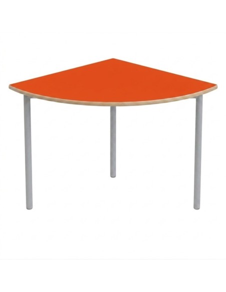Mesa E145 1/4 de circulo Naranja / Patas Gris - 65 cm. de alto