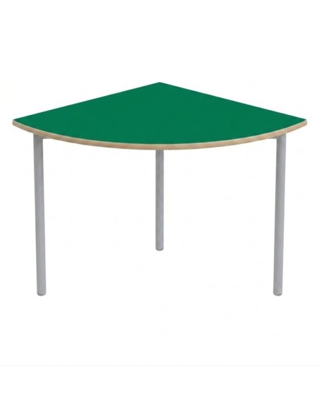 Mesa E145 1/4 de circulo Verde Preescolar / Patas Gris - 70 cm. de alto