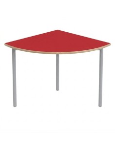 Mesa E145 1/4 de circulo Rojo / Patas Gris - 75 cm. de alto