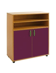 Armario-estantería 2 puertas y 2+2 huecos - Haya / Morado