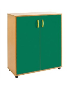Armario 2 puertas + 3 huecos - Haya / Verde Preescolar