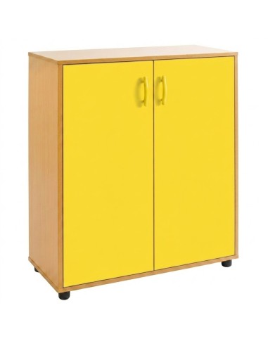 Armario 2 puertas + 3 huecos - Haya / Amarillo