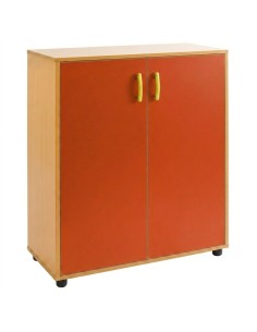 Armario 2 puertas + 3 huecos - Haya / Naranja