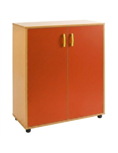 Armario 2 puertas + 3 huecos - Haya / Naranja