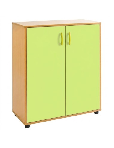 Armario 2 puertas + 3 huecos - Haya / Verde Claro