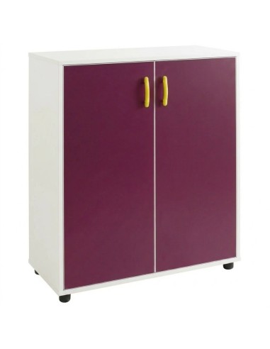 Armario 2 puertas + 3 huecos - Blanco / Morado