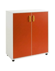 Armario 2 puertas + 3 huecos - Blanco / Naranja