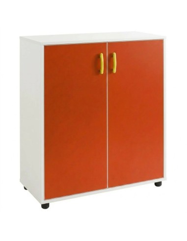 Armario 2 puertas + 3 huecos - Blanco / Naranja