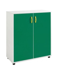 Armario 2 puertas + 3 huecos - Blanco / Verde Preescolar