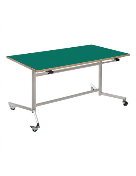 Mesa abatible Verde Preescolar / Patas Blancas - 60 cm. de alto