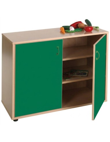 Armario bajo: 2 puertas + 3 huecos - Verde Oscuro