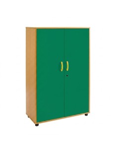Armario 2 puertas y 4 huecos - Haya / Verde Preescolar