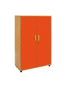 Armario 2 puertas y 4 huecos - Haya / Naranja
