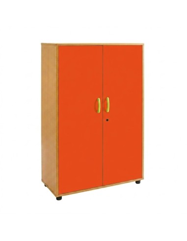 Armario 2 puertas y 4 huecos - Haya / Naranja