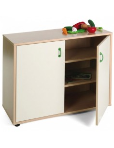Armario bajo: 2 puertas + 3 huecos - Blanco Roto