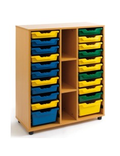 Mueble gavetero: 2 columnas + 3 huecos - Haya / Haya