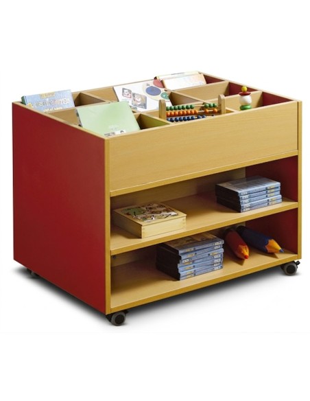 Carro librería - Haya / Rojo