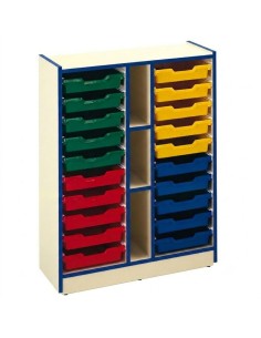 Mueble gavetero: 2 columnas + 3 huecos - Crema / Azul