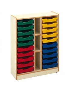 Mueble gavetero: 2 columnas + 3 huecos - Crema / Haya