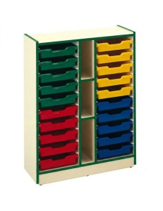 Mueble gavetero: 2 columnas + 3 huecos - Crema / Verde